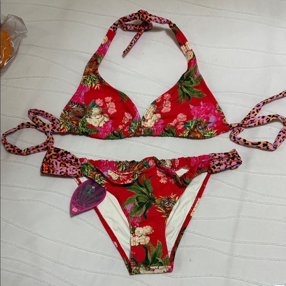 Floral Red Bikini Set